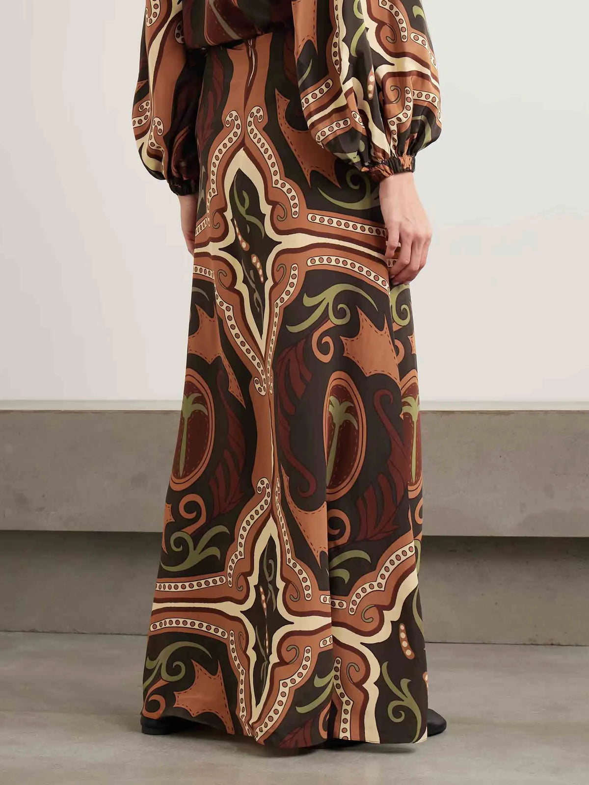 Retro Tung Palm Tree Print Long Skirt