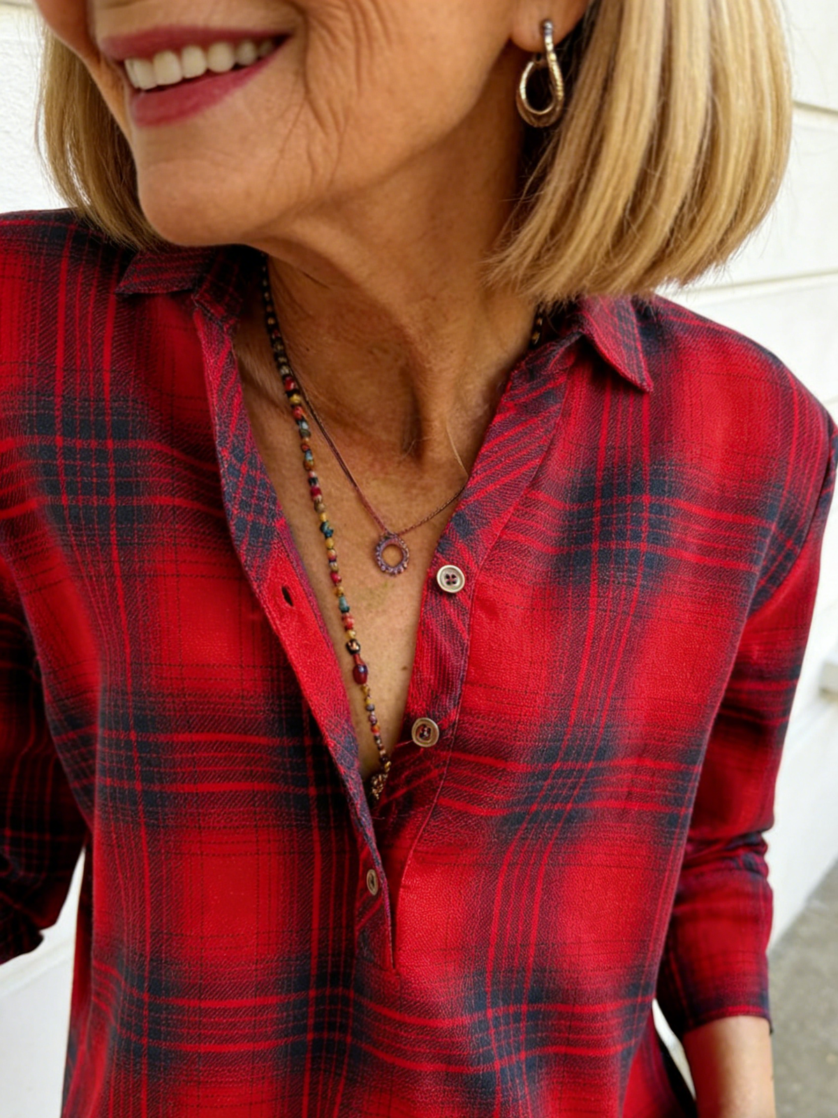 Collar Plaid Shirt Fashion Casual Shirt Button Up
