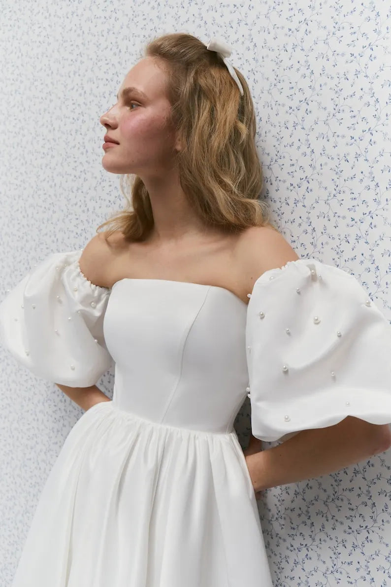 Penelope Dress, Elopement Dress, Bridal Shower Dress, Short Wedding Dress, Rehearsal dinner Dress