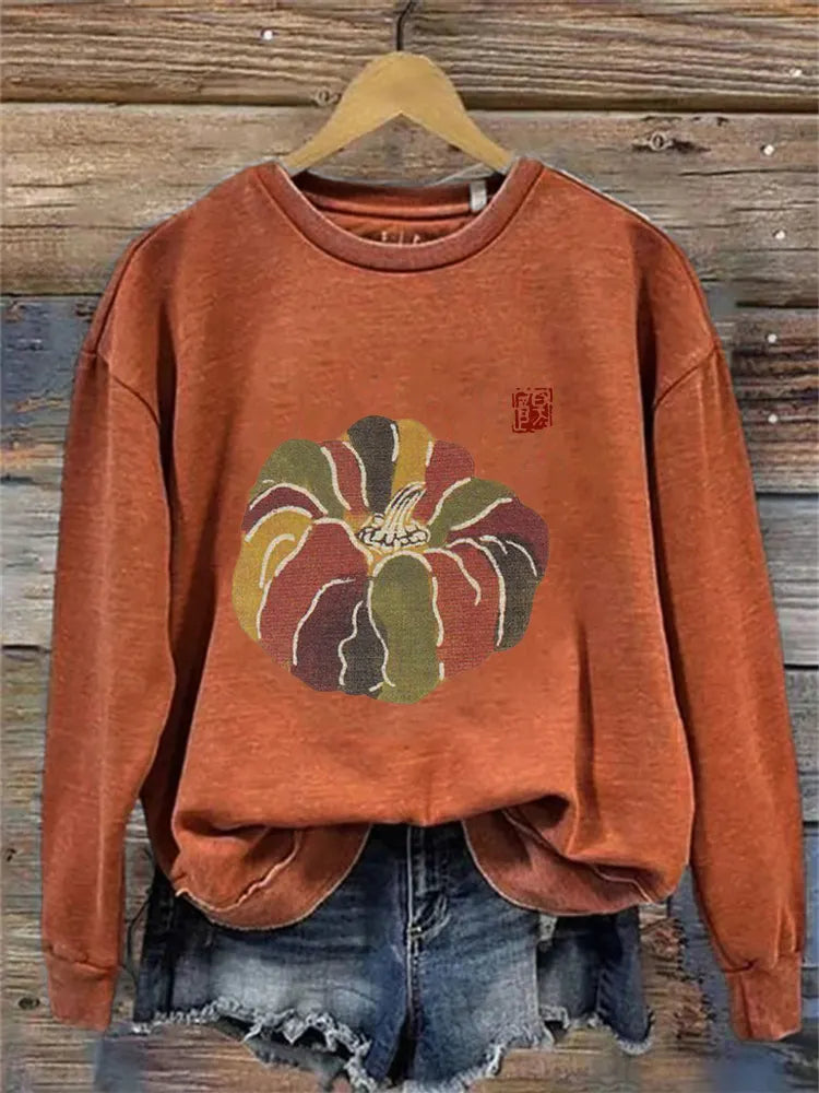 Pumpkin Japanese Art Cozy Sweatshirt