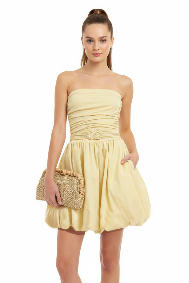 Tube Bubble Dress with Twisted Rope Belt