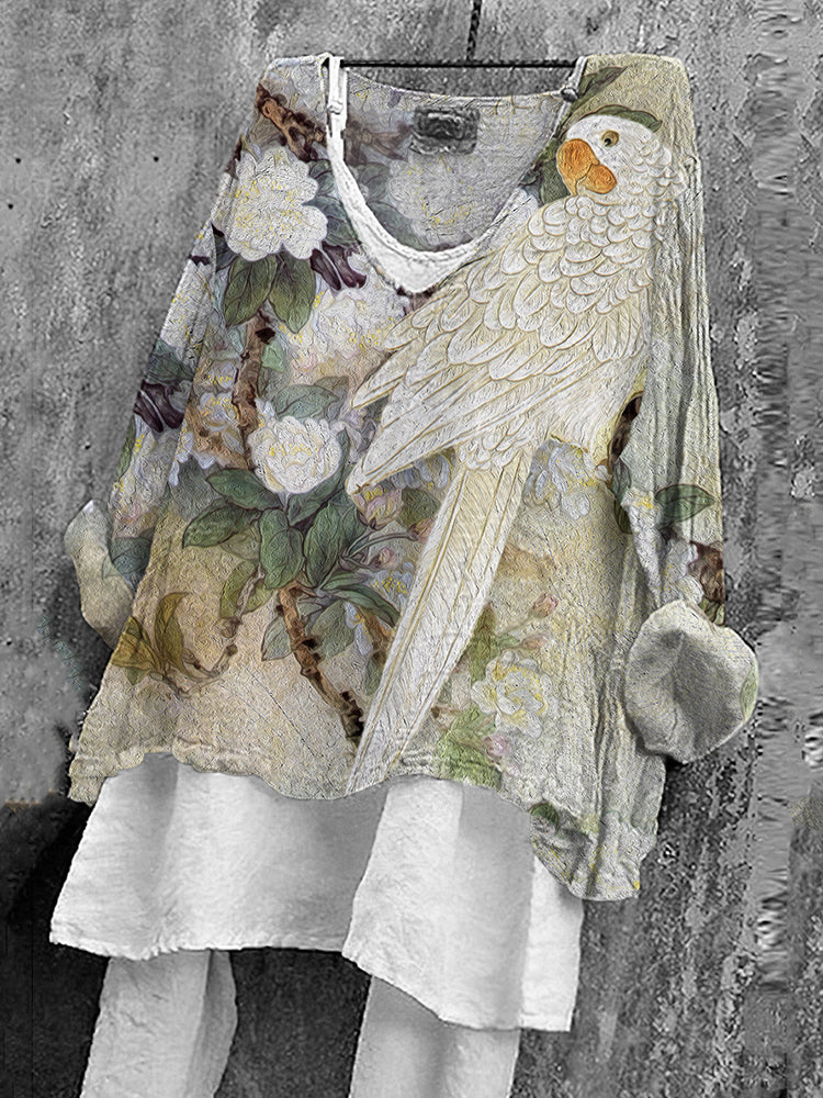 Parrot Floral Art Women's Shirt