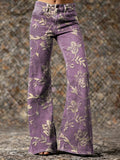Women's Retro Ethnic Floral Art Print Casual Washed Pants