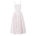 Soleina Pink or Yellow Gingham Midi Dress – Pretty Summer Day Dress with Fitted Bodice and Full Skirt