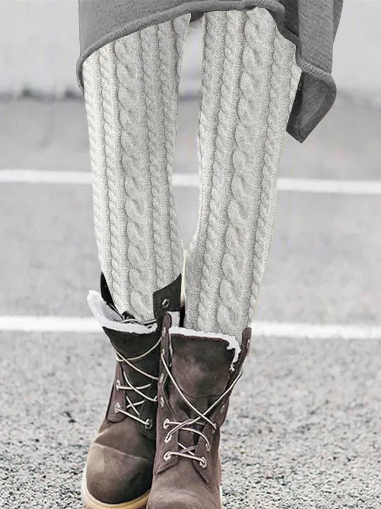 RETRO Pure Wool pattern Cozy Knit Leggings