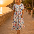 Fiorella – Floral Print Cotton-like Midi Dress with Pockets