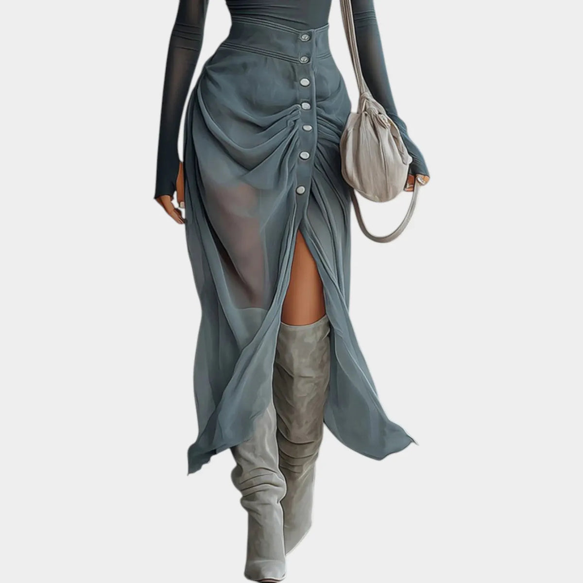 Asymmetrical One-Shoulder Sheer Dress