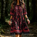 Women's Vintage Halloween-style Rose And Spider Embroidered Print Dress