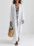 Vacation Sun Protection Two-Way Lightweight Linen Gauze Tie-Up Cover-Up Dress