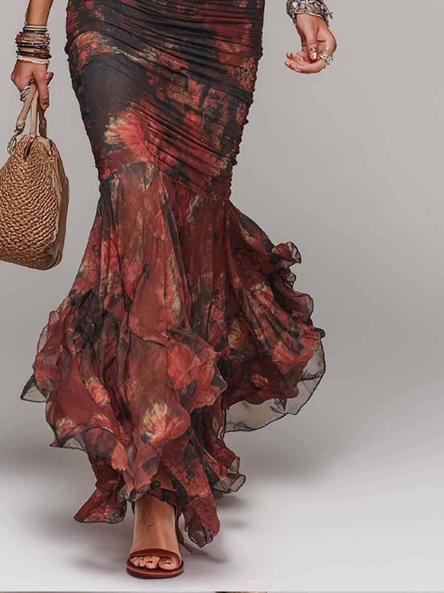 Vintage-style Halter-neck Lace And Mesh Maxi Dress