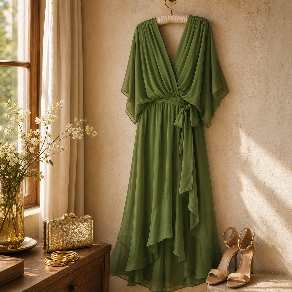 Mirabelle – Women's Flowing V-Neck Midi Dress