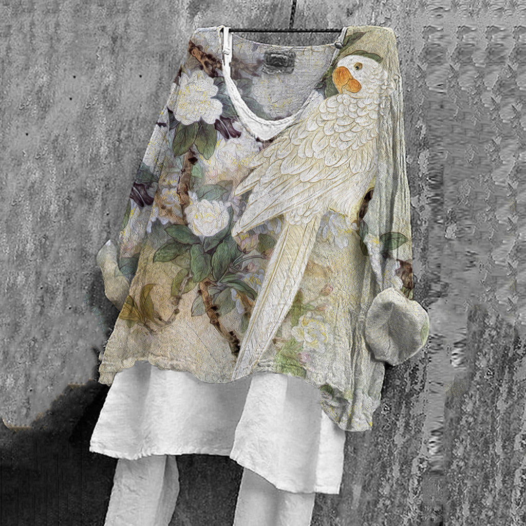 Parrot Floral Art Women's Shirt