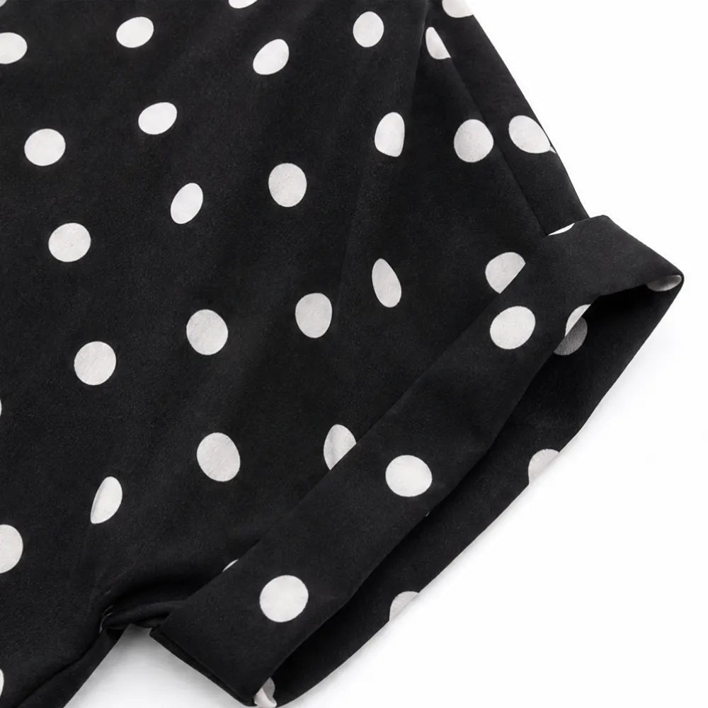 Soléa – Polka Dot Blouse and Shorts Set, Soft Drape, Summer Two Piece