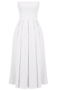 Strapless A Line Midi Dress White
