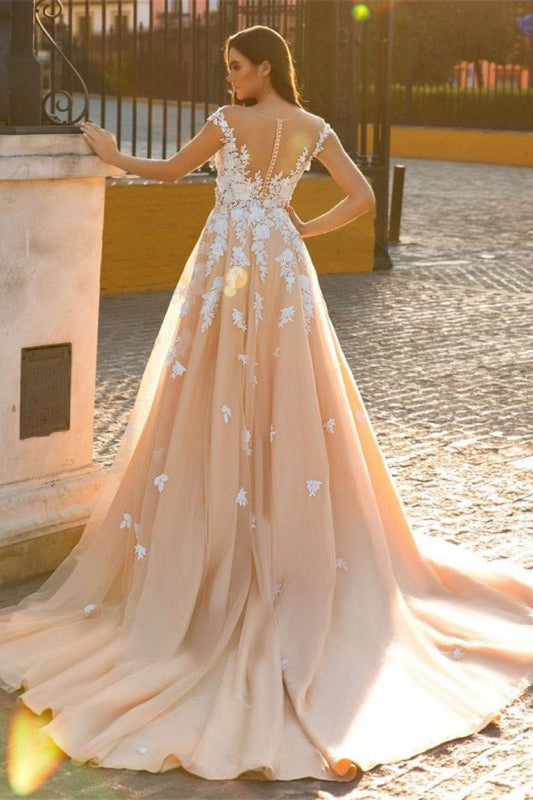 Daisda Sweetheart Lace Appliques Cap Sleeves Overskirt Mermaid Wedding Dress