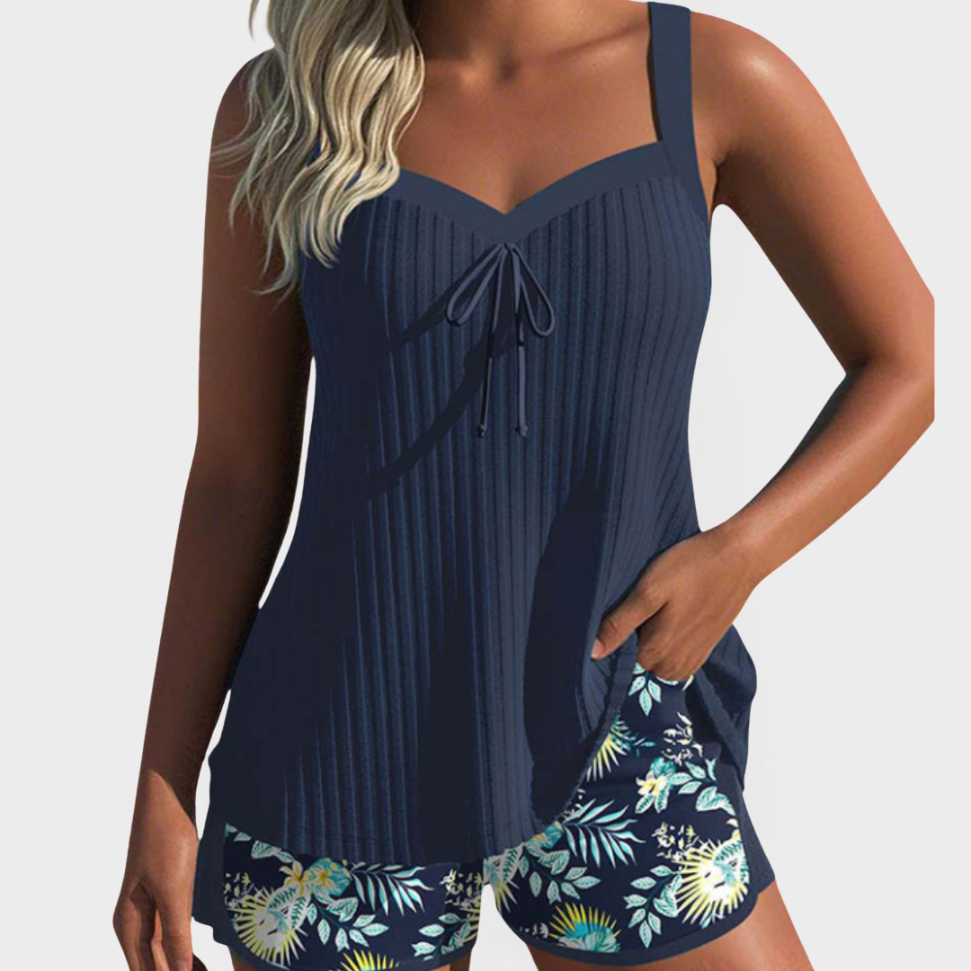 Tankini Set with Floral Designs