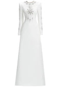 Long Sleeve Crystal Star Maxi Dress White
