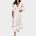 Eyelet Lace V-Neck Maxi Dress