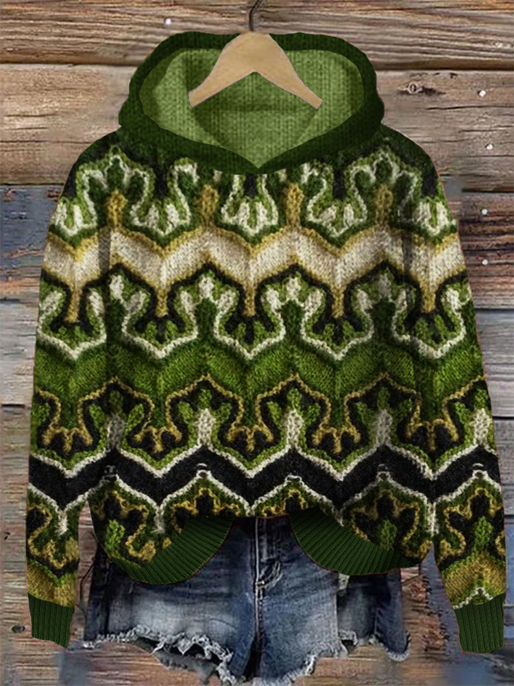 Forest Elf Inspired Crochet Cozy Knit Hoodie