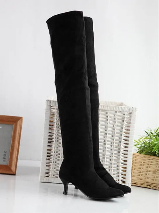 Women's suede solid color high boots