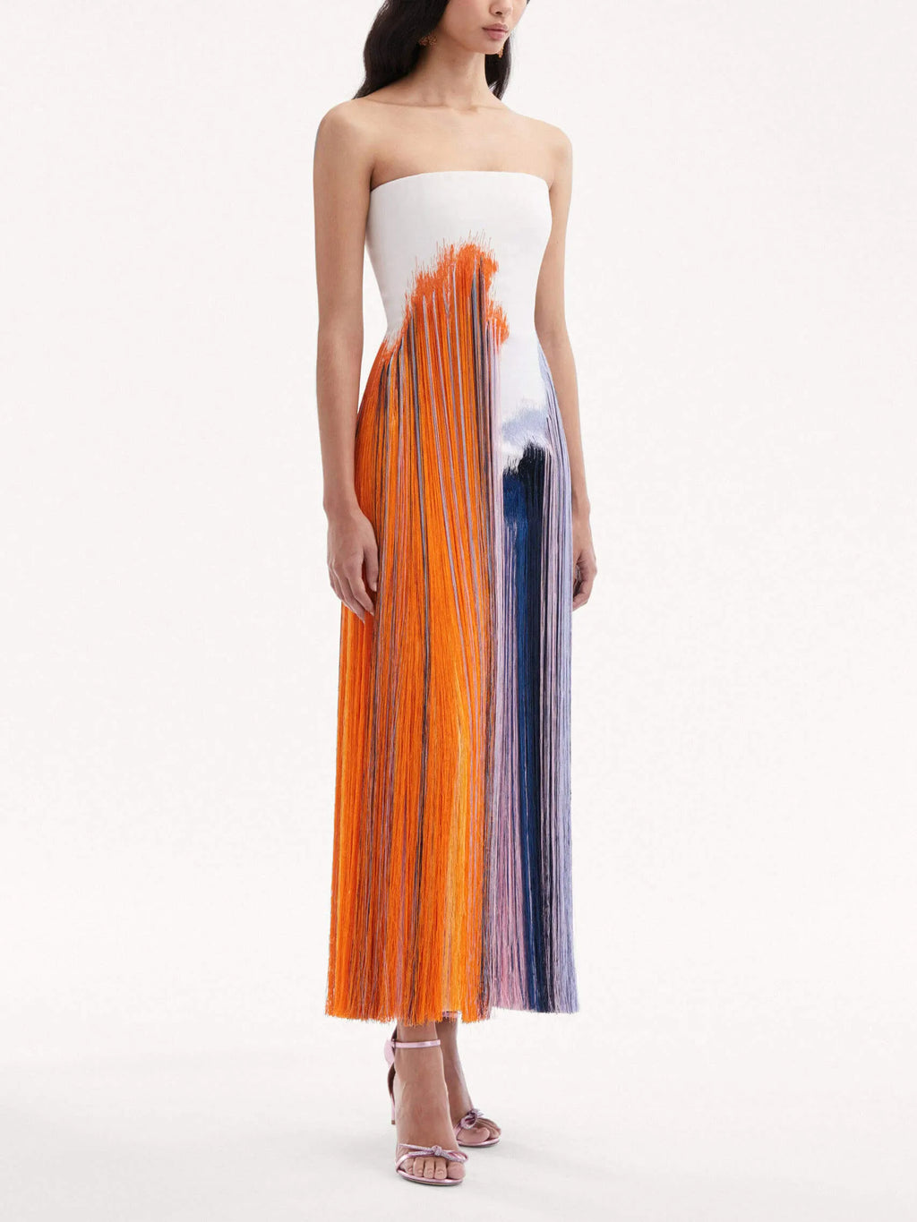 Abstract Brushstroke Fringe Cocktail Dress