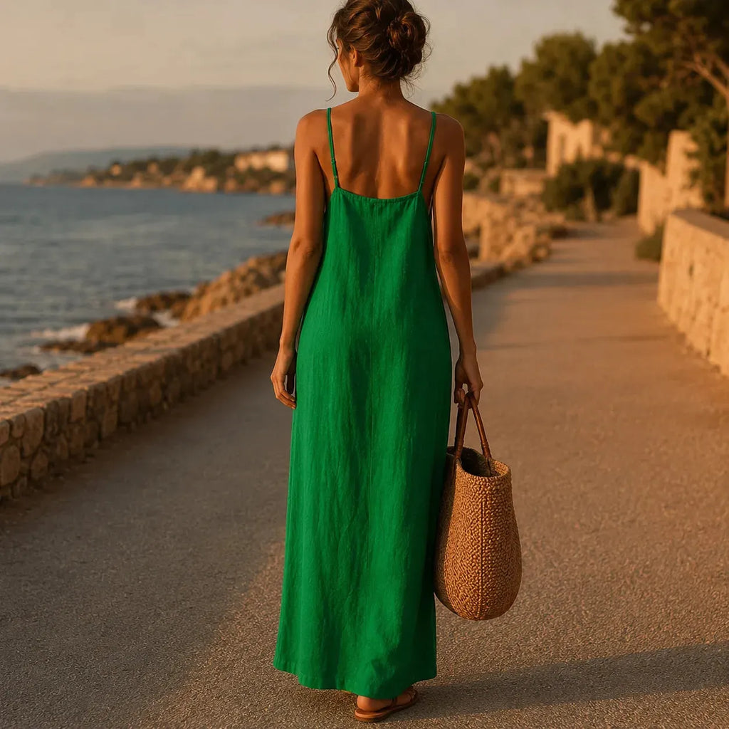 Marelle – Linen-Look Maxi Slip Dress