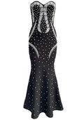 Strapless Crystal Maxi Dress Black