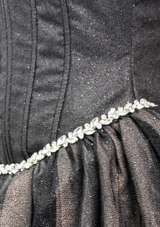 Strapless Crystal Corset A Line Dress Grey