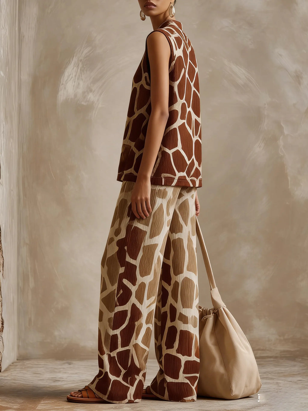 Sexy Wilderness - Giraffe Spot Print Casual Two-piece Set