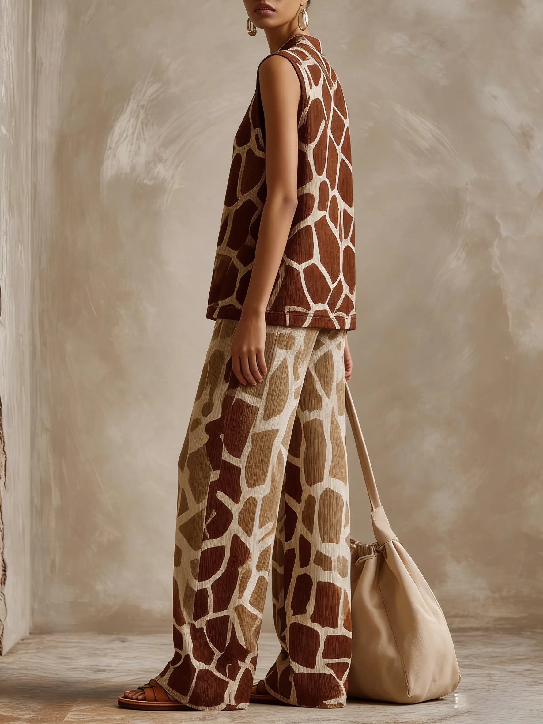 Sexy Wilderness - Giraffe Spot Print Casual Two-piece Set