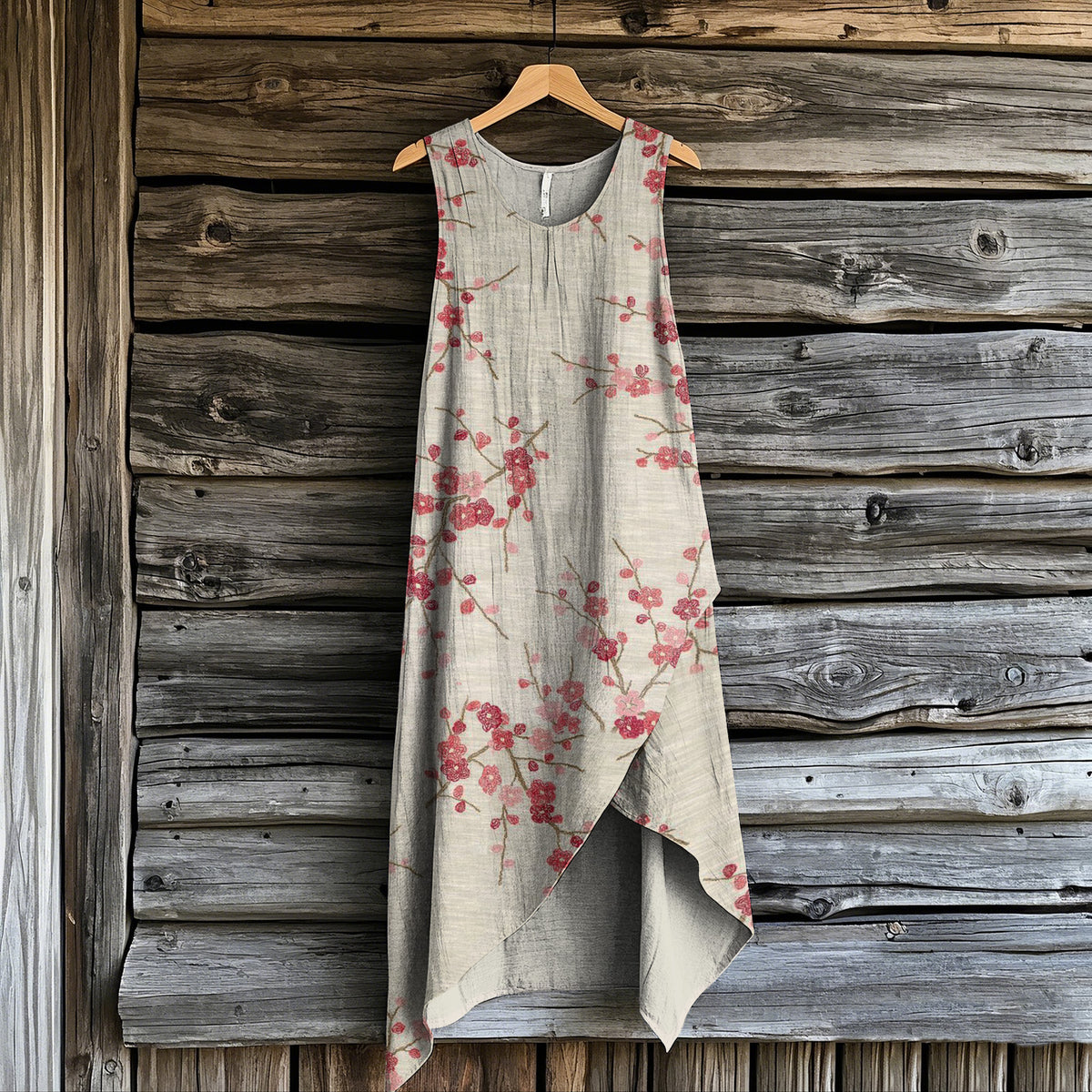 Women's Vintage Floral Art Irregular Midi Dress