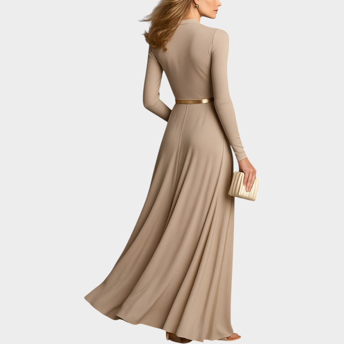 Elegant Long-Sleeve Wrap Maxi Dress