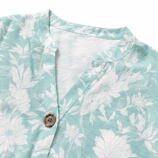 Marelle – Women's V-neck floral tunic and wide-leg pants 2-piece set