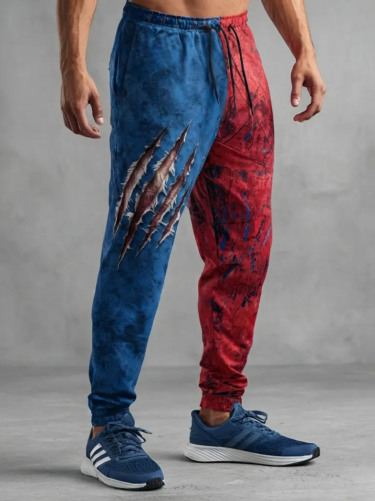 Men's Retro Spiderweb Art Pattern Casual Sports Pants