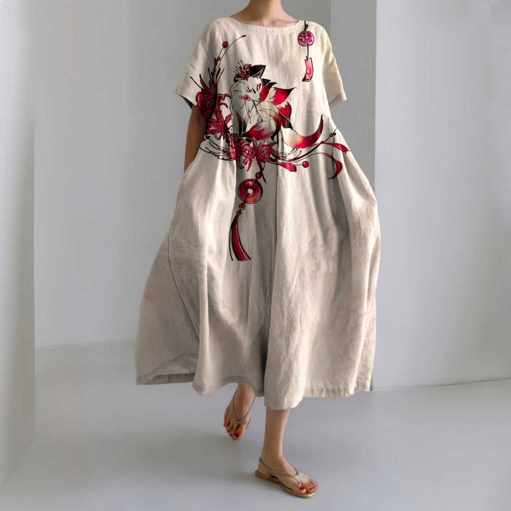 Women'S Elegant Fox Art Pattern Dress