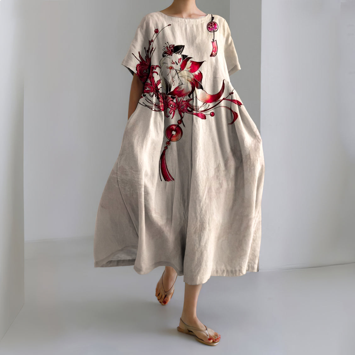 Women'S Elegant Fox Art Pattern Dress