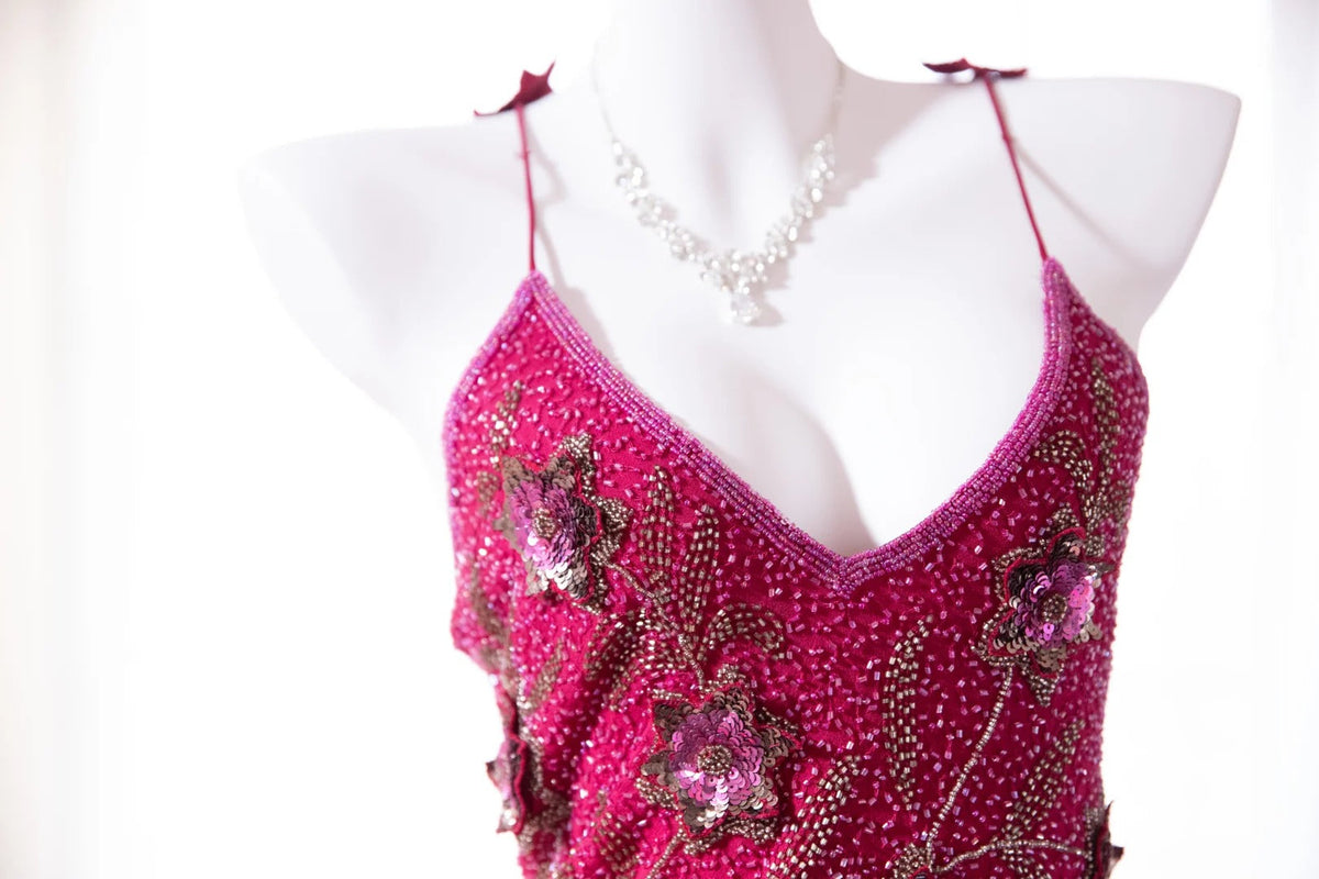 Pink Gorgeous Elegant Romantic Exquisite Beaded Sequin Midi/Short Chiffon Ball Gown Evening Dress Birthday/Wedding Guest Party Dress Prom Dress 4019