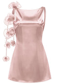 Floral Detail Backless Dress Pink