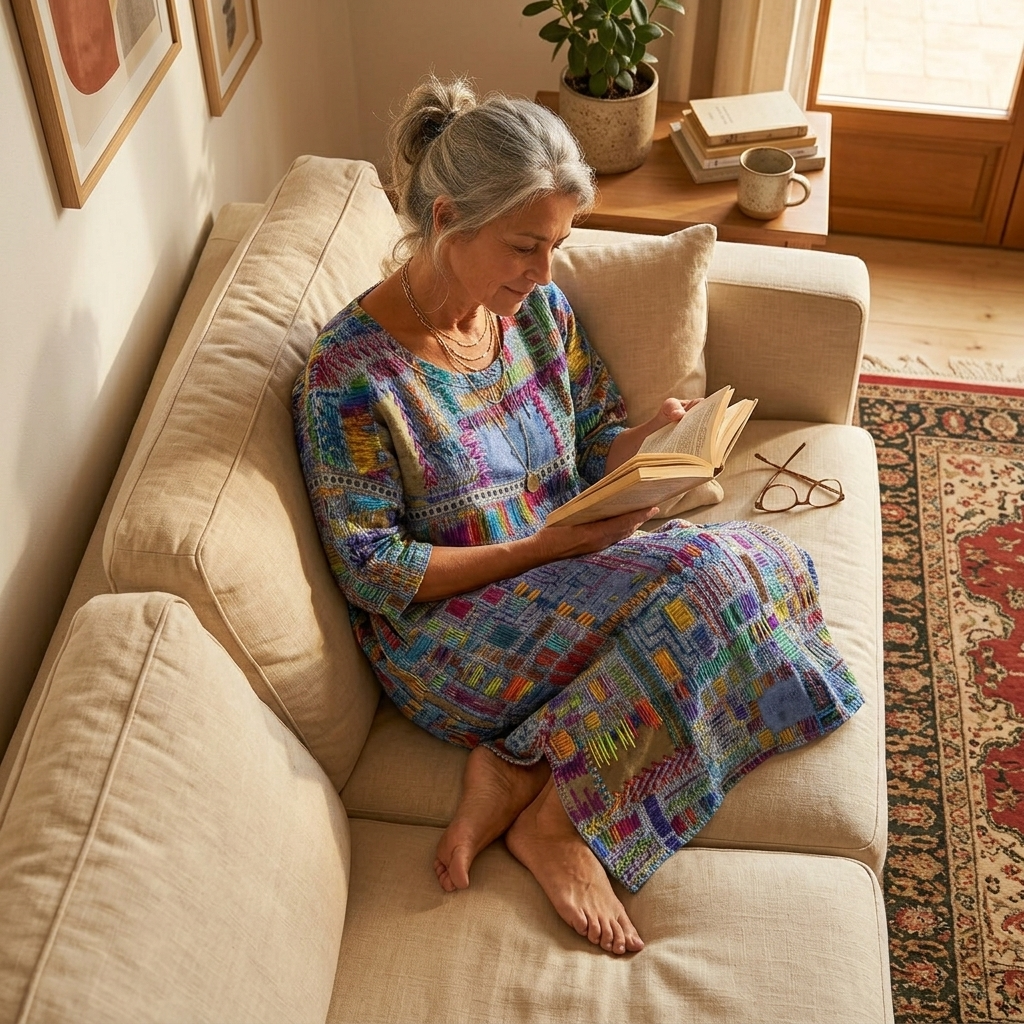 Tessara – Women's Artisan Print Midi Dress with Pockets