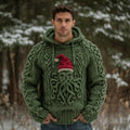 Men's Vintage Octopus Christmas Hat Celtic Art Jacquard Art Cozy Hoodie