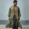 Men's Japanese Bamboo Inspired Flowy Linen Long Kimono