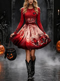 Women's Halloween Bloodstain Art Print Casual Dress