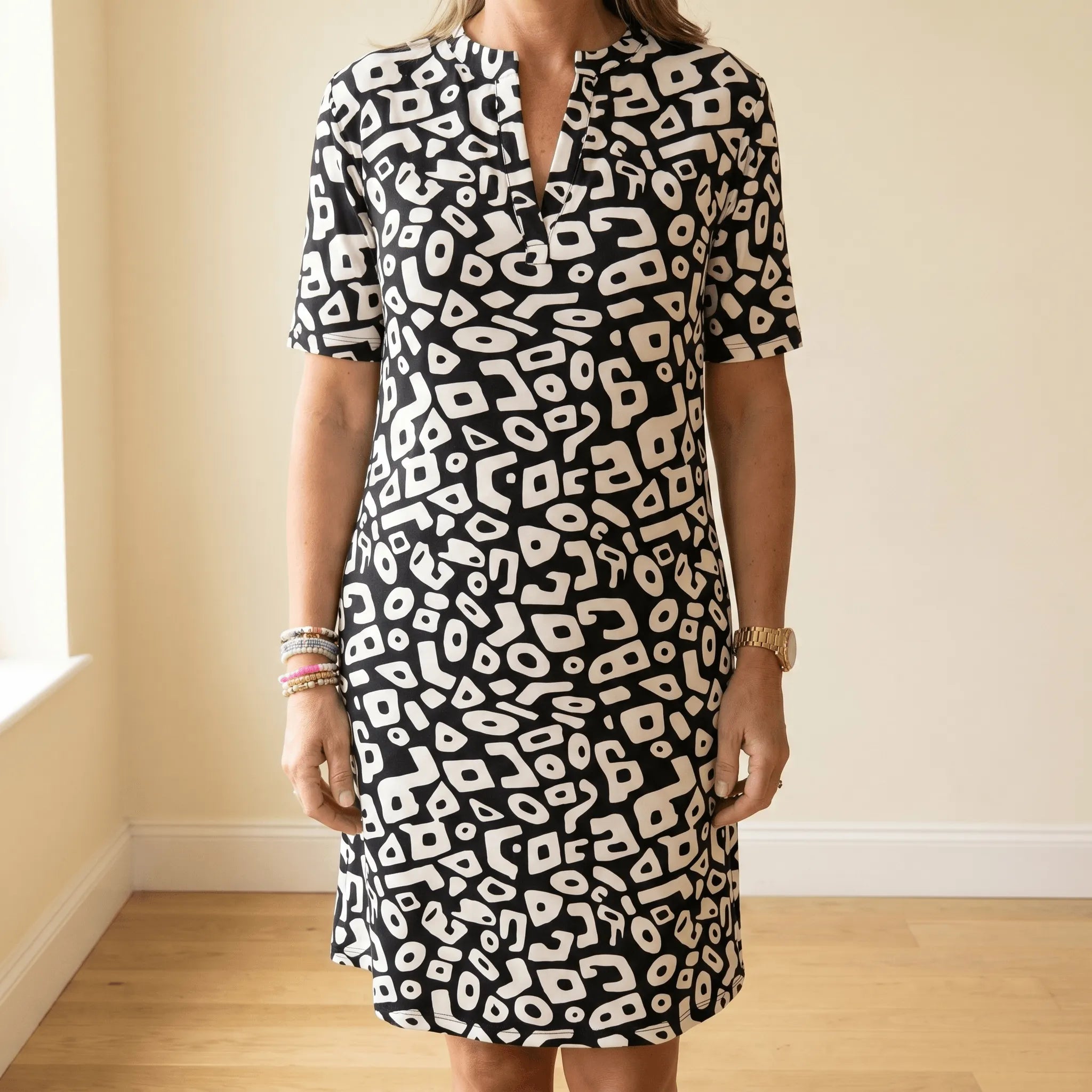 Vivara – Breezy V-Neck Printed Dress for Women