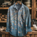 Men's Cherry Blossoms Oil Painting Print Cozy Long Sleeve Shirt