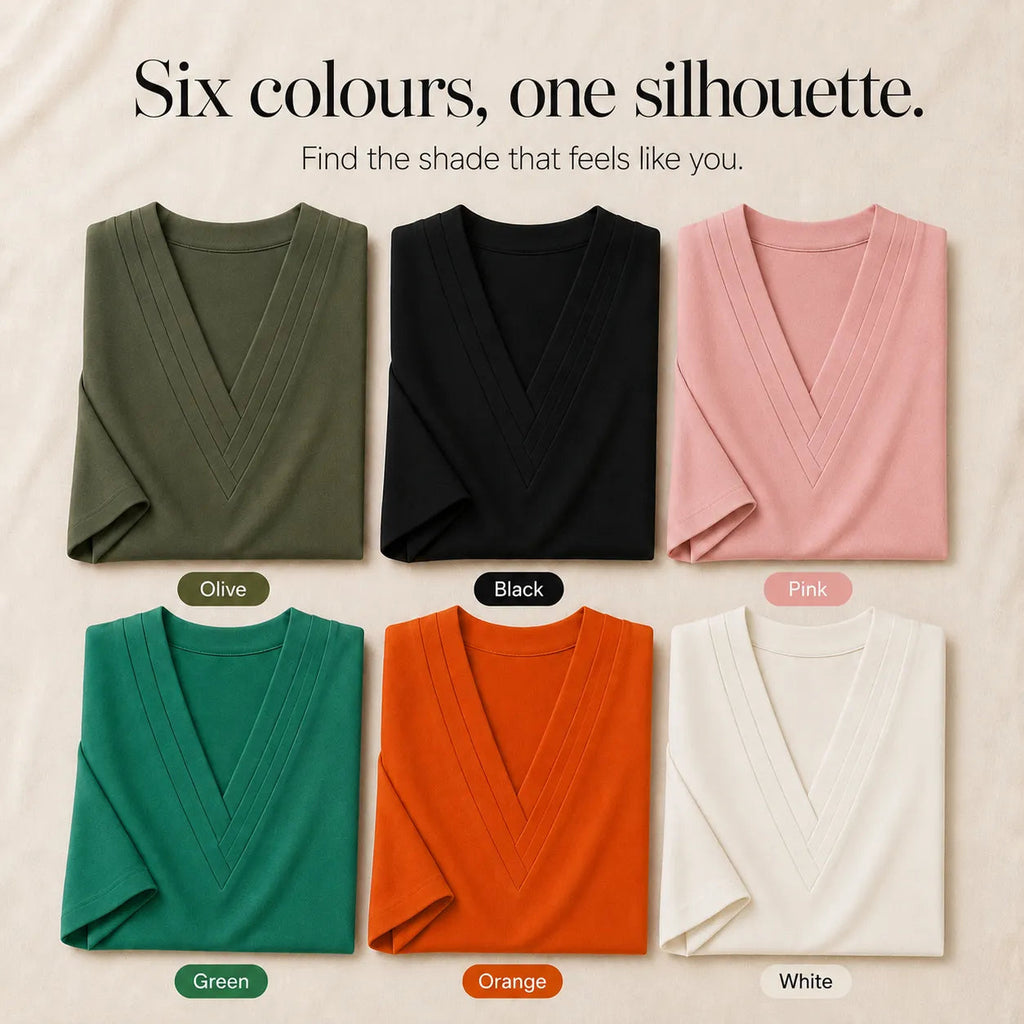 Solenne – Pleated V-Neck Soft-Drape Shift Dress