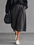 Women's Minimalist Suede Cropped Wide-Leg Trousers MDZ2105G3WY