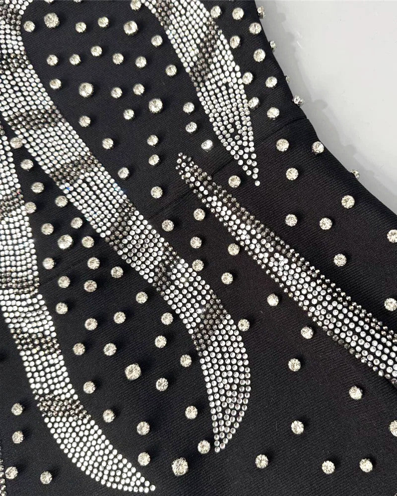 Strapless Crystal Maxi Dress Black