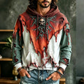 Vintage Gothic 3d Skull Embroidery Gradient Casual Hooded
