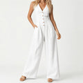 Lunavia – Women's Wide-Leg Button-Front Jumpsuit