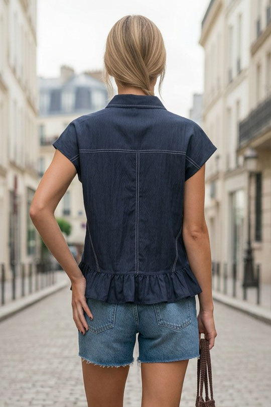 RUFFLE STITCH DETAIL BLOUSE